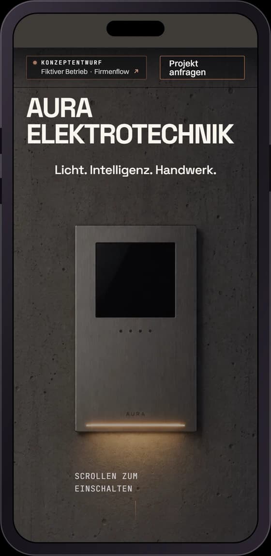 Startseite von AURA Elektrotechnik auf dem Handy