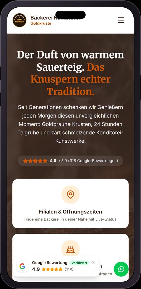 Bäckerei & Konditorei Goldkruste auf dem Smartphone